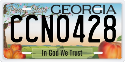 GA license plate CCN0428