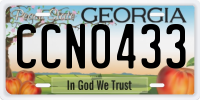 GA license plate CCN0433
