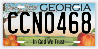 GA license plate CCN0468