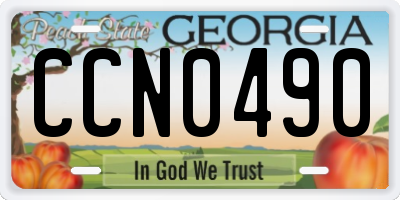 GA license plate CCN0490