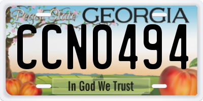 GA license plate CCN0494