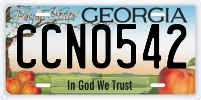 GA license plate CCN0542