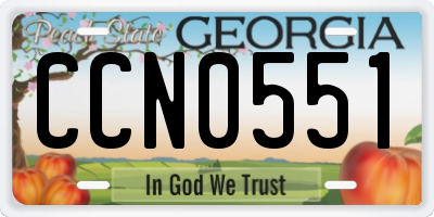 GA license plate CCN0551