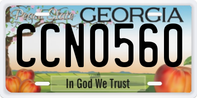GA license plate CCN0560