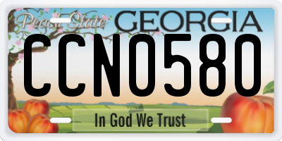 GA license plate CCN0580