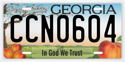 GA license plate CCN0604