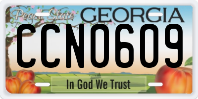 GA license plate CCN0609