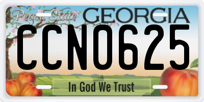 GA license plate CCN0625