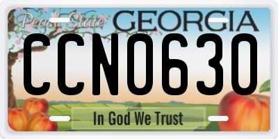 GA license plate CCN0630