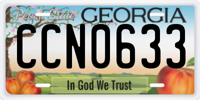 GA license plate CCN0633