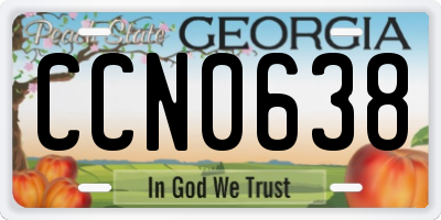 GA license plate CCN0638