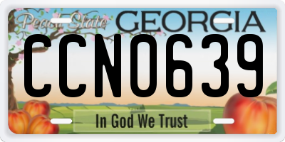 GA license plate CCN0639