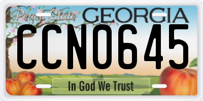 GA license plate CCN0645