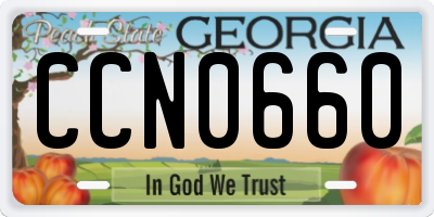 GA license plate CCN0660