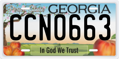 GA license plate CCN0663