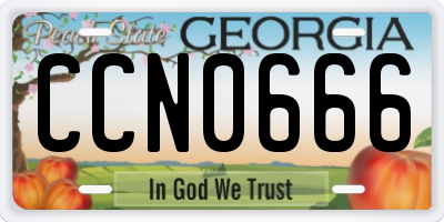 GA license plate CCN0666