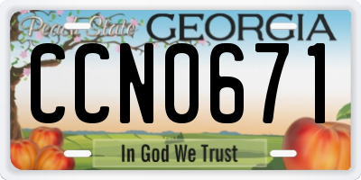 GA license plate CCN0671