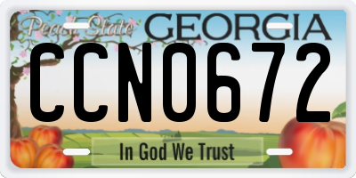 GA license plate CCN0672