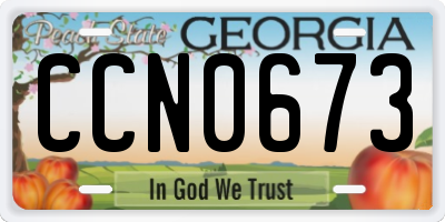 GA license plate CCN0673