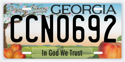 GA license plate CCN0692