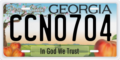GA license plate CCN0704