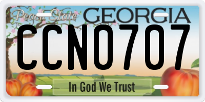 GA license plate CCN0707