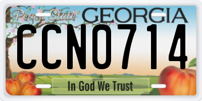 GA license plate CCN0714