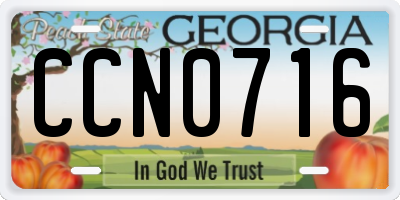 GA license plate CCN0716