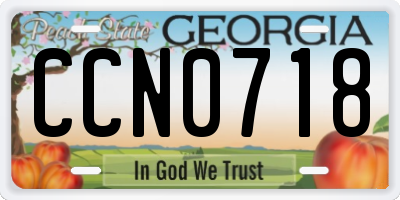 GA license plate CCN0718