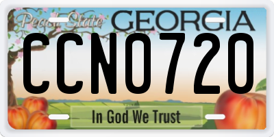 GA license plate CCN0720