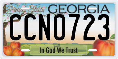 GA license plate CCN0723