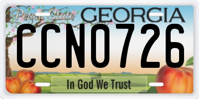 GA license plate CCN0726