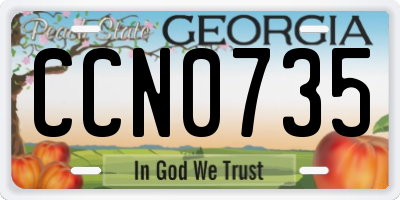 GA license plate CCN0735