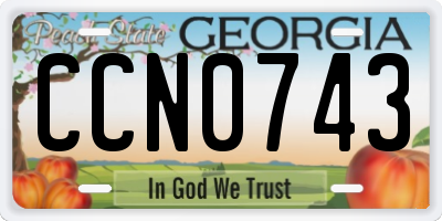 GA license plate CCN0743