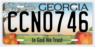 GA license plate CCN0746