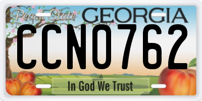 GA license plate CCN0762