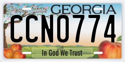 GA license plate CCN0774