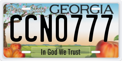 GA license plate CCN0777