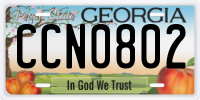 GA license plate CCN0802