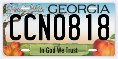GA license plate CCN0818
