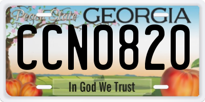 GA license plate CCN0820