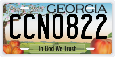 GA license plate CCN0822