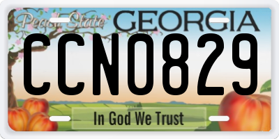 GA license plate CCN0829
