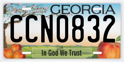 GA license plate CCN0832