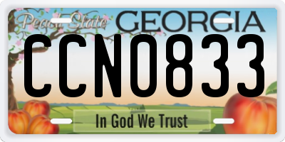 GA license plate CCN0833