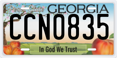 GA license plate CCN0835