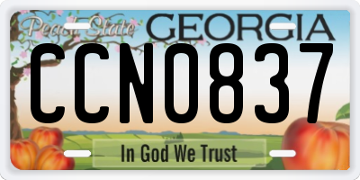 GA license plate CCN0837