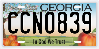 GA license plate CCN0839