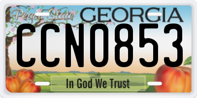 GA license plate CCN0853
