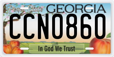 GA license plate CCN0860